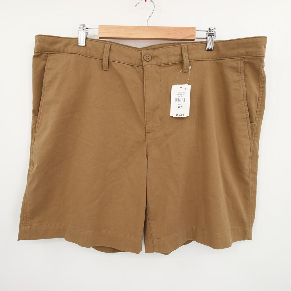 L.L. Bean Chino Shorts Walnut Brown Front Casual Knee Length Size 42 NWT